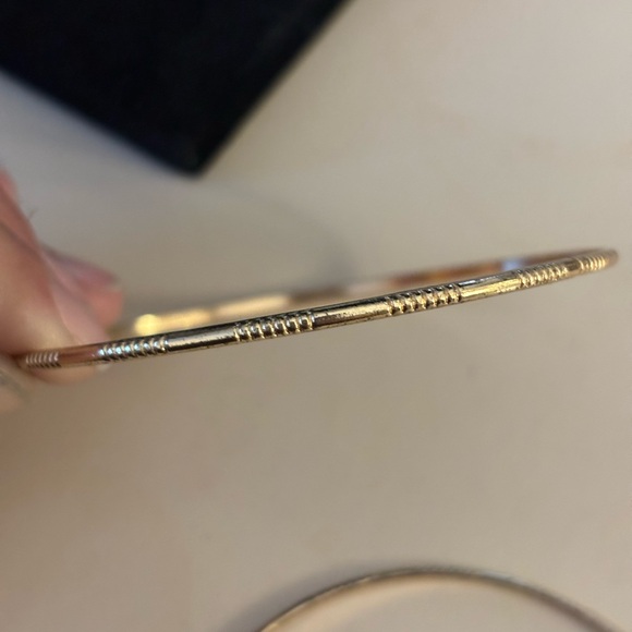 Set of 3 Gold Tone Textured Bangle Bracelets - Picture 4 of 8